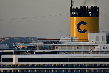 The liner Costa Pacifica cruise ship arrives at the French Mediterranean port of Marseille.