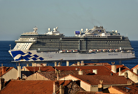 The passenger cruise ship Enchanted Princess arrives at the French Mediterranean port of Marseille.