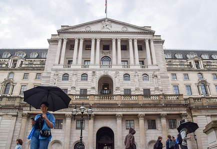 General view of the Bank Of England in the City of London, the capital's financial district. The Bank Of England has raised interest rates to the highest level since 2008.