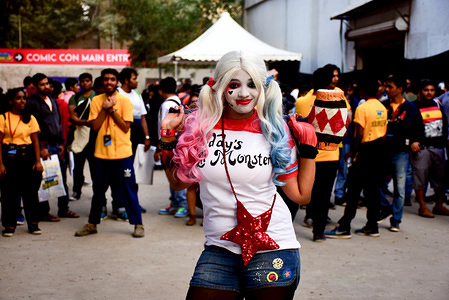 A Cosplayer seen posing for a photo during the second day of the 8th 'Mumbai Comic Con 2018' at Bombay Exhibition Center in Mumbai.