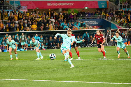 Steph Catley (No.7) of Australia in action during the FIFA Women's World Cup Australia & New Zealand 2023 Group match between Australia and Canada at Melbourne Rectangular Stadium.
Australia won the match 4-0.
