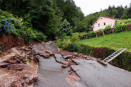 A damaged road and debris is seen in Ziri. After major flooding hit most of the country's parts. Landslides continue in Slovenia after days of torrential rain and storms. Clean-up and rescue efforts are underway.