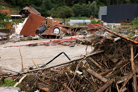 A house that was completely destroyed in recent flooding is seen in Prevalje, almost a week after major flooding in most of the country. Six days after major flooding in Slovenia, clean-up is underway in some of the hard-to-reach areas that were cut off from the rest of the world.