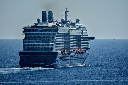 The liner Celebrity Silhouette cruise ship leaves the French Mediterranean port of Marseille.