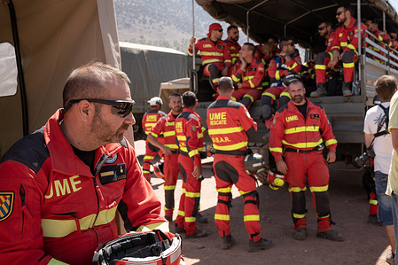 Members of the UME, Spanish rescue team are seen in the village of Talat N’Yaaqoub. Local and international rescuers are on the last stretch of their mission in the village, Talat N’Yaaqoub, the epicentre of the disastrous Morocco earthquake, as the “golden 72 hour” period for rescuing survivors has passed. Villages in the Atlas mountain area south of Marrakesh have suffered the most from the earthquake. Family members of the victims claim that the difficult access to the mountain region and the slow response from the government have obstructed the rescue efforts.