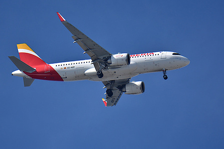 An Iberia plane arrives at Marseille Provence Airport.