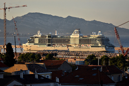 The passenger cruise ship Silver Nova arrives at the French Mediterranean port of Marseille.