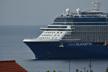 The passenger cruise ship Celebrity Silhouette arrives at the French Mediterranean port of Marseille.