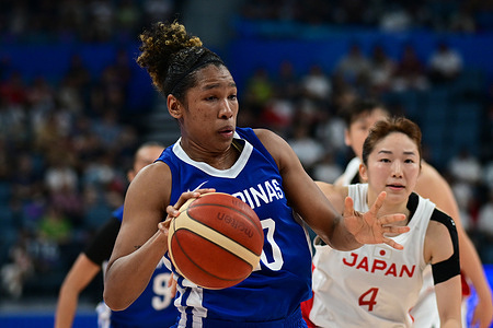 Jack Daniel Animam of the Philippines women basketball team seen in action during the 19th Asian Games 2023 Women's Basketball Preliminary Round Group B match between Philippines and Japan at Hangzhou Olympic Sports Centre Gymnasium. Final score Japan 96:59 Philippines.