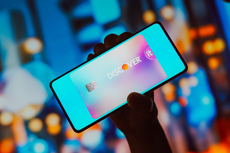In this photo illustration, the Discover it Student Cash Back is displayed on a smartphone screen.