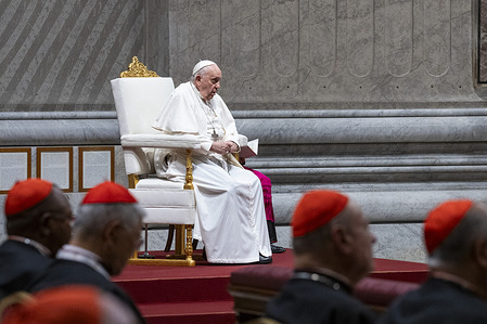 Pope Francis, framed by cardinals, attends a prayer service for Peace. Amid the latest bloodshed in the Middle East, Pope Francis led special Friday evening prayers in St. Peter’s Basilica for a world “in a dark hour” and in “great danger” from what he described as the folly of war. Francis delivered his remarks in the form of a prayer to the Virgin Mary and didn’t mention by name the conflict that exploded when Hamas militants attacked southern Israel on Oct. 7 and Israel retaliated by sealing off the Gaza Strip and battering the Palestinian territory with airstrikes. He said he was praying for “especially those countries and regions at war,” and he pleaded with Mary to “take the initiative for us, in these times rent by conflicts and laid waste by the fire of arms”.
