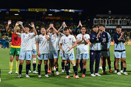 The Chinese Taipei women's football team is seen during the 2024 AFC Women's soccer Olympic Qualifying Round 2 Group A match between Australia and Chinese Taipei held at the Perth Rectangular Stadium.
Final score Australia 3:0 Chinese Taipei.