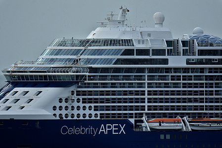 The passenger cruise ship Celebrity Apex arrives at the French Mediterranean port of Marseille.