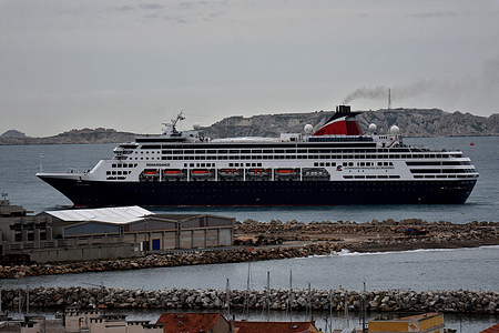 The passenger cruise ship Renaissance arrives at the French Mediterranean port of Marseille.