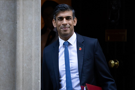Prime Minister Rishi Sunak leaves Downing Street ahead of the State Opening of Parliament in London. King Charles III will attend his first state opening of parliament and read out the first King’s Speech in over 70 years.