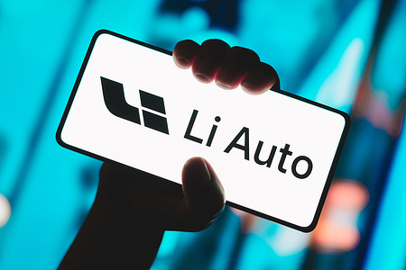 In this photo illustration, the Li Auto logo is displayed on a smartphone screen.