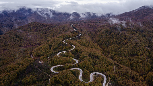 (EDITORS NOTE: Image taken with a drone) 
A curvy mountain road leading to Kocayayla Pass in the Domaniç district.