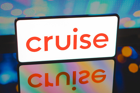 In this photo illustration, the Cruise logo is displayed on a smartphone screen.