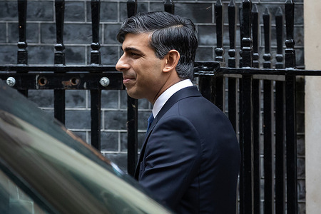 Prime Minister Rishi Sunak leaves 10 Downing Street for Parliament to take Prime Minister’s Questions in London, ahead of the Autumn Statement.