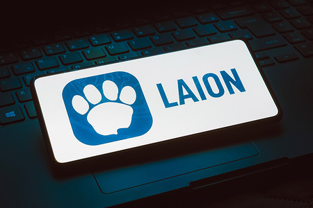 In this photo illustration, the LAION AI (Large-scale Artificial Intelligence Open Network) logo is displayed on a smartphone screen.