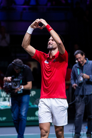 Novak Djokovic of Serbia celebrates during his match against Cameron Norrie (not pictured) in the quarter-final match of the Davis Cup between Serbia and Great Britain at Palacio de los Deportes Jose Maria Martin Carpena in Malaga.
Final Score: Serbia 2:0 Great Britain.