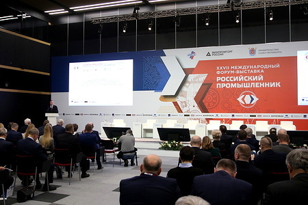 Alexander Beglov, Governor of St. Petersburg attends the XXVII International Forum-Exhibition Russian Industrialist held at the Expoforum in Saint Petersburg.