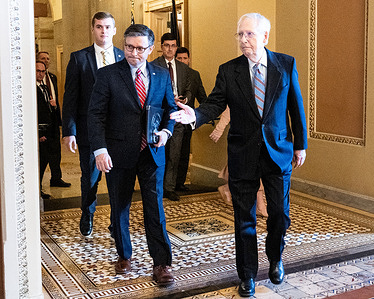 House Speaker Mike Johnson (R-LA) and Senate Minority Leader Mitch McConnell (R-KY) at the U.S. Capitol.