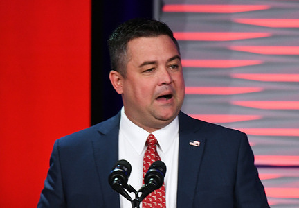 Florida GOP Chairman Christian Ziegler addresses attendees at the Republican Party of Florida Freedom Summit at the Gaylord Palms Resort in Kissimmee. Ziegler is under criminal investigation for allegations related to sexual battery, including rape, according to a complaint released on November 30, 2023 which was filed with the Sarasota Police Department.