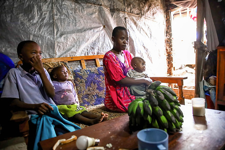 Lilian Atieno and her children seen seated at their house in Kibera Slum, Nairobi. 35-Year-Old Lilian Atieno is a mother of 3 children 12-year-old Whitney Lubanga, 4-year-old Shanaya Taby, and 6-months-old Emanuel Gabriel. Lilian suffers from depression and brain trauma caused by confusion and disbelief after she was abandoned by her husband in January 2023. The jobless mother of three has been weak and sick and unable to afford her medical bills due to her weak health condition. She is requesting counseling support from a therapist who is trained to work with victims of spousal abandonment syndrome.