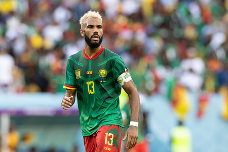 Eric Maxim Choupo-Moting of Cameroon seen in action during the FIFA World Cup Qatar 2022 match between Cameroon and Serbia at Al Janoub Stadium. Final score: Cameroon 3:3 Serbia.