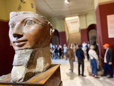 Sculpture of Nifertiti is seen in the hall of the Museum of Egyptian Antiquities (commonly known as the Egyptian Museum) in Cairo.