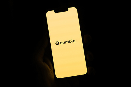 In this photo illustration, the Bumble log seen displayed on a smart phone.