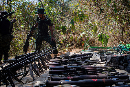 Khu Reedu, adjutant general of KNDF, also the chief strategist of Strategy 6, checks the seized weapons after a battle with the military junta in the frontline of Shadaw township. As one of the missions of 1111 Operation, Karenni Resistance Force seized the Shadaw township which had been occupied by the military junta. The Resistance Force able to take control of the town after 27 days of mission.