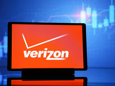 In this photo illustration, Verizon Communications logo seen displayed on a tablet