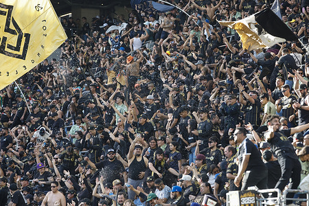 Los Angeles FC fans celebrate after their team defeated the Seattle Sounders during an MLS soccer match at BMO Stadium. Final score; Los Angeles FC 2:1 Seattle Sounders