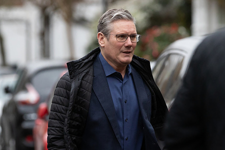 Leader of the Labour Party Keir Starmer leaves his home in London. Last night, Starmer personally convinced Speaker Lindsay Hoyle to select Labour’s motion on a ceasefire in Gaza after facing a major rebellion from his MPs.