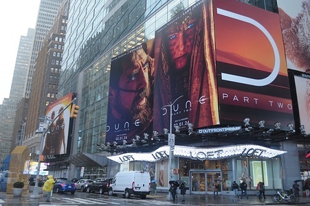 A billboard for the film, Dune: Part Two, is seen in Times Square, New York City.
