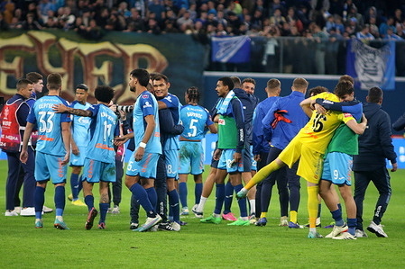 Players of Zenit seen in action during the Russian Cup 2023/2024 football match between Zenit Saint Petersburg and Krylia Dynamo Moscow at Gazprom Arena. Final score; Zenit 2:0 Dynamo.
