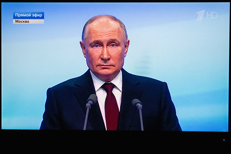 A screenshot from a live broadcast of a Russian television channel shows Russian President Vladimir Putin during a press conference in Moscow dedicated to his victory in the presidential election. Putin wins the presidential election with 85% of the vote. Anything is possible in the modern world. This will be one step away from a full-scale Third World War - This is how Vladimir Putin commented on the likelihood of a military conflict between the Russian Federation and NATO.