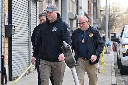FBI agents from the FBI New York Evidence Response Team arrive at the scene to collect evidence following a double homicide in Mount Vernon. On the morning of Tuesday, March 19, 2024, an attempted robbery and shooting took place at 137 South 5th Avenue in the City of Mount Vernon, New York. One person died at the scene, and another person passed away at a local hospital. Local police, the NYPD, and the FBI are currently searching for the gunman. Police tape are cordoning off the scene as the investigation continues throughout the morning on Wednesday with FBI agents present.