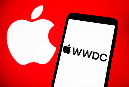 In this photo illustration, Worldwide Developers Conference (WWDC) logo is seen on a smartphone screen.