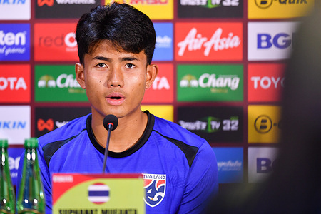 Suphanat Mueanta of Thailand seen during the pre-match press conference at Rajamangala Stadium in Bangkok