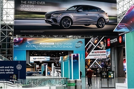 The entrance to the New York International Auto Show at the Jacob Javits Convention Center in New York City.
