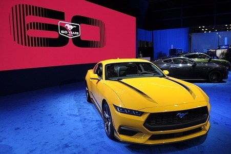 Ford Mustang vehicles are seen on the first media day at the 2024 New York International Auto Show in the Jacob K. Javits Convention Center. The annual NYIAS in Manhattan, New York City featured various car companies, debuts of new vehicles and automobile industry professionals. The show which opens to the public on March 29 and ends on April 7, attracts thousands of car enthusiasts. The NYIAS began in 1900 showcasing automobiles and examples of future car technology.