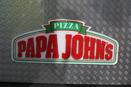 View of a Papa John's logo in London.