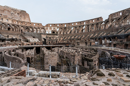 A general view shows the inside of the ancient Colosseum before the Via Crucis procession on Good Friday. Christians around the world celebrate Holy Week, commemorating the crucifixion of Jesus Christ, leading to his resurrection at Easter