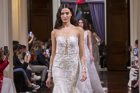 Models walk the runway finale at the Idan Cohen Bridal Spring 2025 Runway Show at The St. Regis Hotel on April 02, 2024 in New York City.