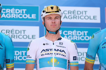 Aleksej Lucenko of Astana Qazaqstan Team during the Stage 1 of the Giro d'Abruzzo 2024 at Piazza Gabriele Rossetti in Vasto.