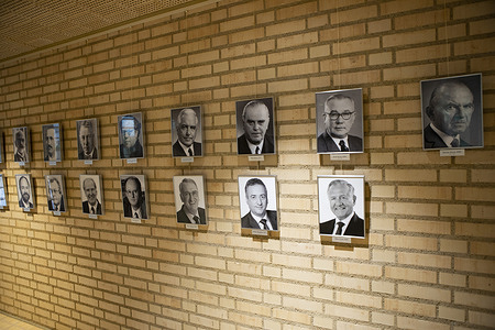 The Wall of the Memory of the Parliament Presidential History.
Honorable Frick Albert (First of the second row) is the current President of the Liechtenstein Parliament. The Liechtenstein Parliamentary debate on Naturalizations at the April 2024 state parliament session.