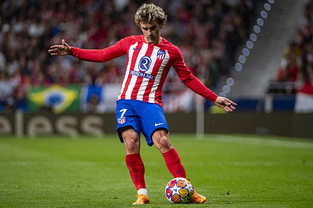 Antoine Griezmann of Atletico Madrid seen in action during the UEFA Champions League quarter-final first leg match between Atletico Madrid and Borussia Dortmund at Estadio Civitas Metropolitano. Final score; Atletico de Madrid 2:1 Dortmund.